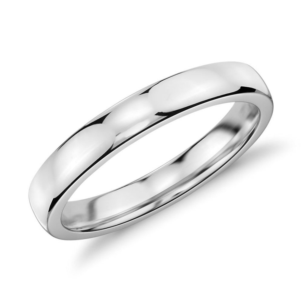 Low Dome Comfort Fit Wedding Ring 14k White Gold
